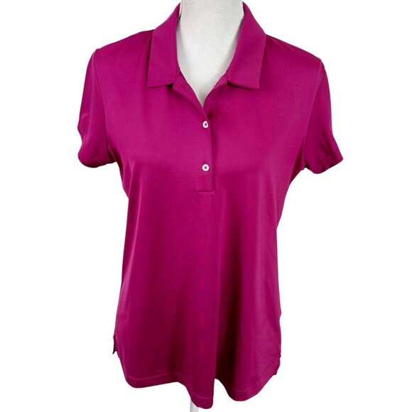 Adidas Golf Climalite Women's L SS Button Polo Pink - Picture 1 of 11